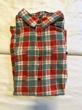 Royal Robbins Red and Green Plaid Button-Down Shirt